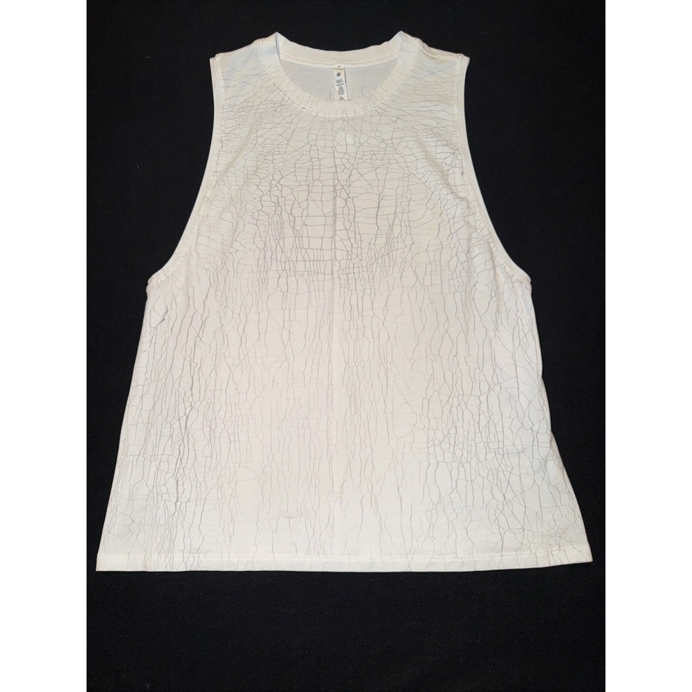 Lululemon Womens All Yours Boyfriend Tank Top Shirt Size 8 White Gray